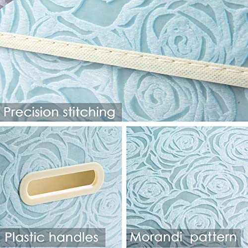 Collapsible Storage Cubes with Lids Fabric Decorative Storage Bins Boxes Organizer Containers Baskets with Cover Handles for Bedroom Closet Living Room 14.9x9.8x9.8 Inch 3 Pack (Blue / Medium(3-Pack))
