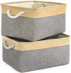 Storage Basket for Organizing (Gold&Grey / 2PCS/Large - 15.7Lx11.8Wx8.3H)