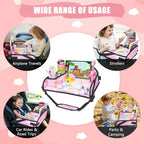Upgraded Kids Travel Tray for Car Seat (Pink Unicorn - 2 PCS)
