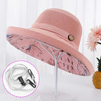 Women Summer Mesh Sun Hats Floppy Wide Brim UV Protection Fishing Hat Beach Hiking Garden Travel Lawn Work Cap Chin Strap (One Size / M9163-pink)