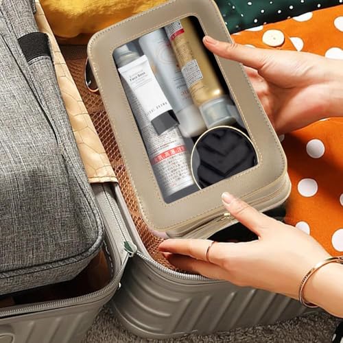 Clear Makeup Bag Organizer (Gold)