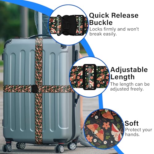 2 Pack Luggage Straps for Suitcases (24020 Flower Butterfly)