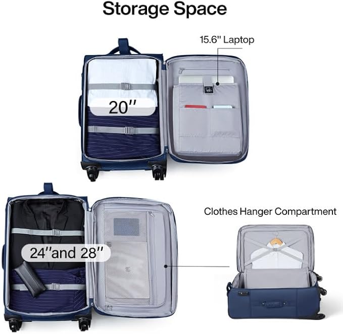 Hanke 3 Piece luggage Sets Softside Expandable luggage - Image 7