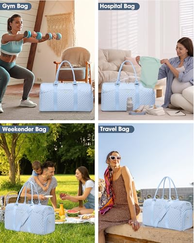Women Weekender Travel Duffle Bag (06-Light Blue / Large)