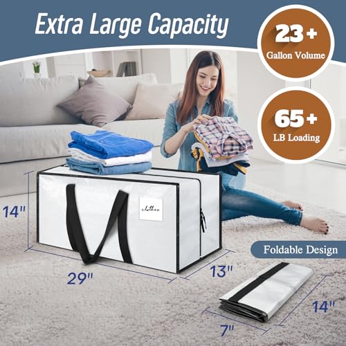 6 Pack Extra Heavy Duty Large Moving Bags with Strong Zipper (White / 6 Pack)
