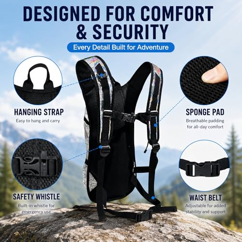 Rave Hydration Backpack Lightweight Water Backpack for Cycling Running Hydration Pack with 3L Water Bladder Silver (Silver / 3L Bladder)