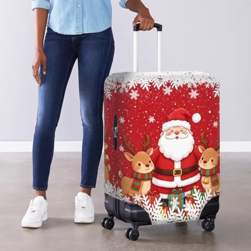 Christmas Luggage Cover Protector Fits 18‑32 Inch Rolling Suitcase (M(for 22-25 inch luggage) / Santa Reindeer)