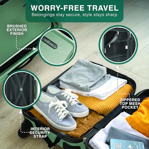 28 Inch Luggage with Spinner Wheels (Large 28-Inch Checked / Sage Green)