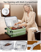 26 Inch Large checked Luggage PC Hard Shell luggage Top Opening Aluminum Frame Travel Luggage Suitcases with Wheels for Woman Men (26 Inch / Bamboo Green)