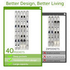 Over the Door Shoe Organizer with 40 Large Breathable Mesh Pockets (White / 40 Pockets)