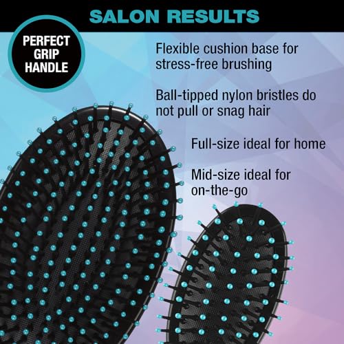 Hairbrush Hair Brush (Black/Teal / Nylon Oval Cushion Brush (Pack of 1))