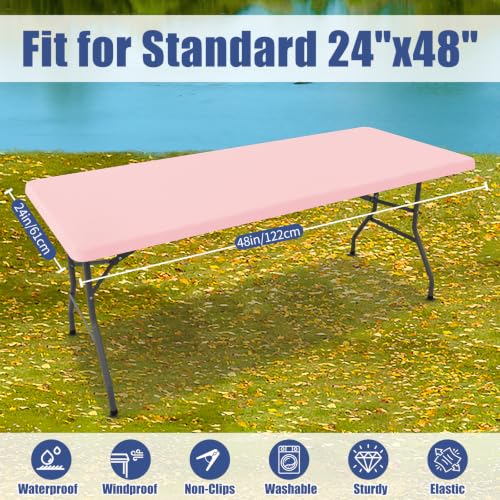 2 Pack Rectangle Spandex Fitted Table Cloth (Pink / 48" x 24" (Rectangular))