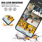 Personalized Flip Wallet Phone Case for Apple iPhone 17 16 15 14 Pro Max Plus 13 Mini 12 11 XR XS X 8 7 SE 2020 with Photo Picture Image Text Name (Black-G)