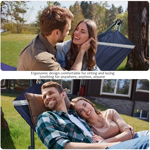 Heavy Duty Hammock Stand with Canvas Net (3. Navy)