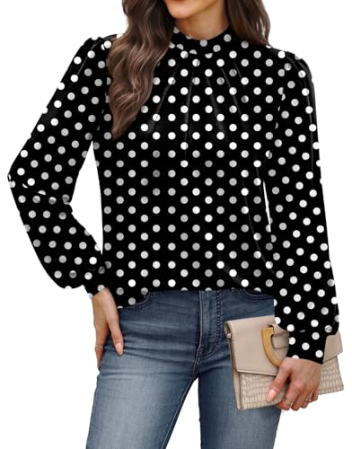 Fall Clothes for Women 2026 Winter Clothing Blouses Dressy Casual Womens Tops for Teachers Fall Outfits for Women Plus Size Black Polka Dot XL (04 - Black Polka Dot / X-Large)