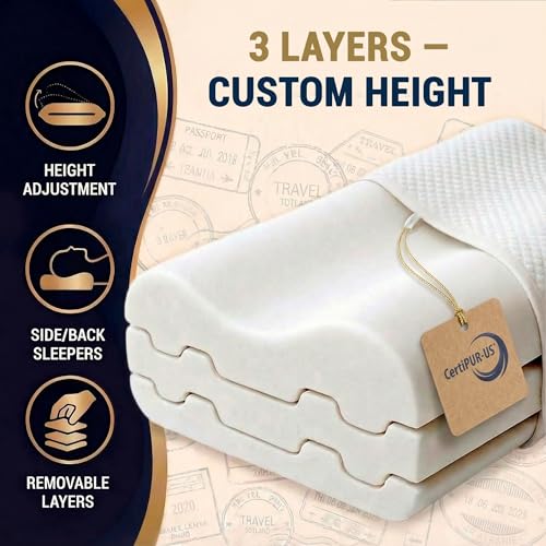 Travel Memory Foam Cervical Pillow (Travel 18 x 12 x 5")