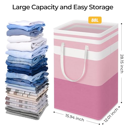 2 Pack Large Laundry Baskets (88L / Pink)