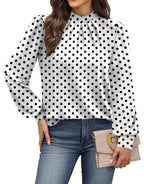 Winter Clothing for Women Fall Clothes Early Fall Fashion Must Haves Long Sleeve Shirts Blouses Dressy Casual Womens Tops Work Teachers Outfits White Polka Dot M (04 - White Polka Dot / Medium)