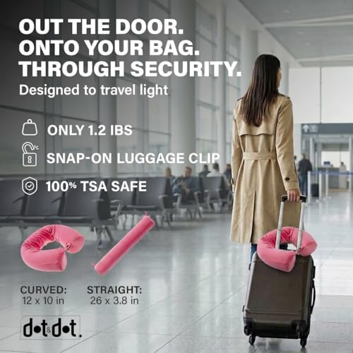 Twist Memory Foam Travel Pillow for Airplanes (Pink / Adjust (26" w/ cord))