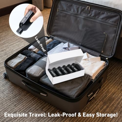 Travel Bottles for Toiletries 6 PCS 3.4oz Plastic Bottles Black (Black)