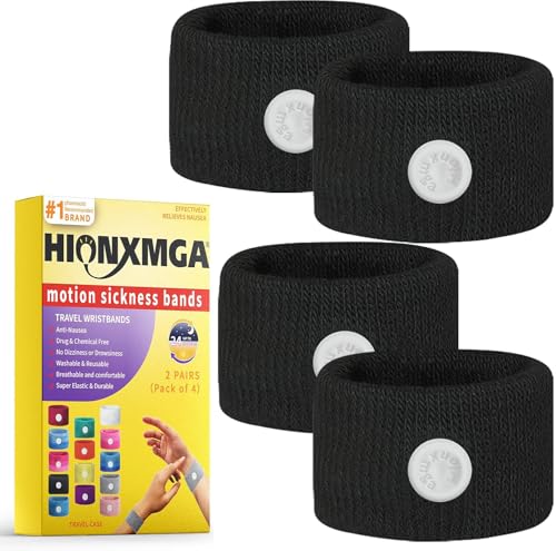 2 Pairs Motion Sickness Bands (2 Pairs-black & Black / 2 Pairs (Pack of 1))