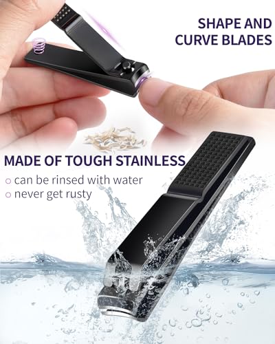 Tweezers Set 9 Pcs Nail Clipper Kit with Case for Eyebrows Grooming (D-purple)