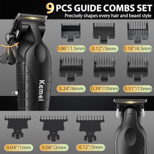 KM-2293 3-Piece Cordless Barber Kit with Foil Shaver, Black (Black)