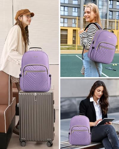 Laptop Backpack Purse for Women (Purple / 15.6-Inch)