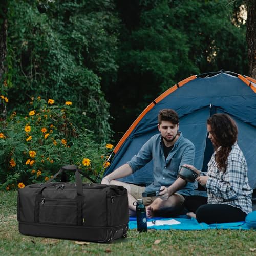 Collapsible Duffle Bag with Wheels 130 (Black)