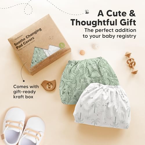 2 Pack Organic Changing Pad Covers for Girl (DinoDood)
