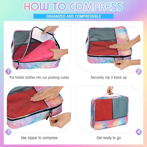 Packing Cubes for Suitcase Large Organizer Bags (Watercolor / Medium)