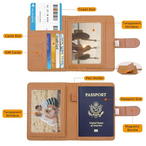 Rfid Passport Holder for Travel women (LG BROWN)