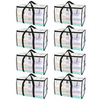 8 Pack Oversized Moving Bags with Reinforced Handles (8-Pack / Clear)