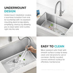 Fairlane 24 in Undermount Single Bowl Stainless Steel Kitchen Sink (24 Inch / Single Bowl Utility — Undermount)