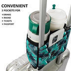 Luggage Travel Cup Holder Free Hand Drink Carrier (Hook & Loop: Leaf)