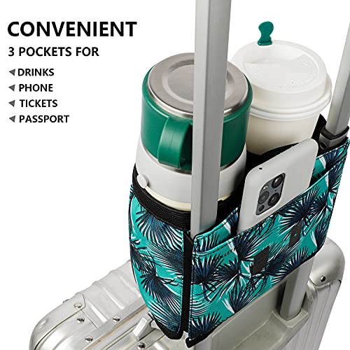 Luggage Travel Cup Holder Free Hand Drink Carrier (Hook & Loop: Leaf)