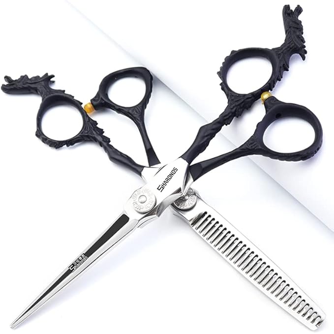 6/7-inch professional hairdresser set, stainless steel scissors hairdresser's exclusive hairdresser. (6 inch-2pc-B)