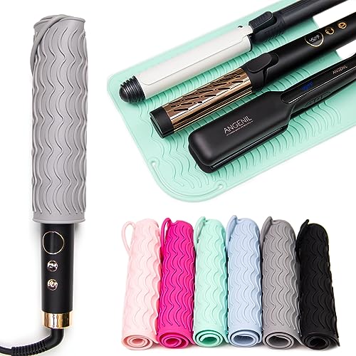 Travel Flat Iron Hair Straightener Large Pad Heat Mat for Curling Iron Silicone Sleeve Mat (Green)