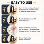 Portable Door Stopper Door Lock for Travel Anti Theft Door Blocker (Black)