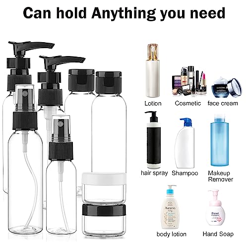 Travel Bottles for Toiletries 15 Pack 2oz TSA Approved Bottles (H-Black-15pcs)