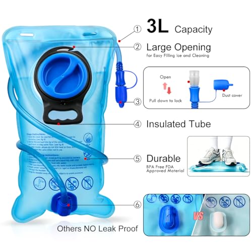 Insulated Hydration Backpack Pack with 3L BPA Free Bladder (Emerald)