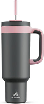 50 oz Tumbler with Handle, 2-in-1 Straw and Sip Lid, Dishwasher Safe, Insulated by POWCAN