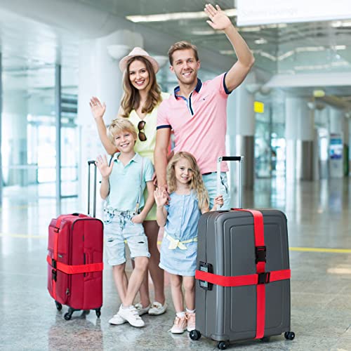 12 Pack Luggage Straps Suitcase Belts Wide Adjustable Packing Straps Travel Belts Accessories for Business Packing (Red)