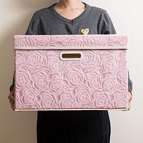 Larger Collapsible Storage Bin with Lid [1 (Pink / Large(1-Pack))