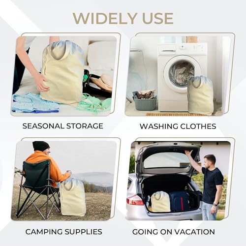 SET of 2 100% Cotton Canvas Laundry Bags