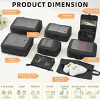 4 Set/6 Set/8 Set Compression Packing Cubes Travel Accessories Expandable Packing Organizers (Square Mesh, 08-Black) (08-Black / Square Mesh)