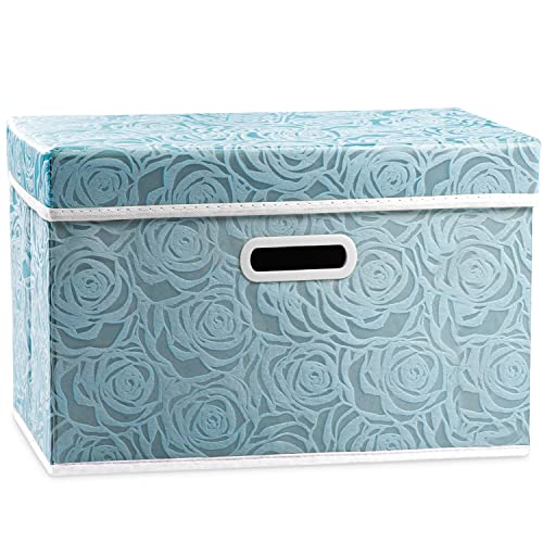 Larger Collapsible Storage Cube with Lid [1 (Blue / Large(1-Pack))