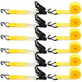 6 Pack 2 inch Ratchet Straps Heavy Duty J Hook 2 in x 15ft with Strong Ratcheting (Yellow)