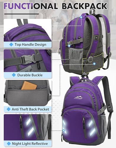 Extra Large Backpack Bookbag for College Laptop Travel (17 Inch / Azalea Purple)