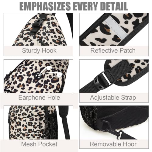 Crossbody Bags for Women Men Trendy Sling Bag Backpack Chest Bag (Medium / Leopard)